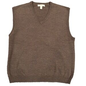 Pronto Uomo Sweater‎ Vest Mens XL Brown 100% Merino Wool Pullover